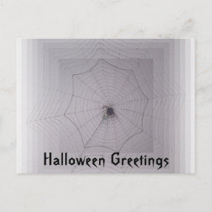 Halloween Greetings Cute Spider with Infinity Web Postcard
