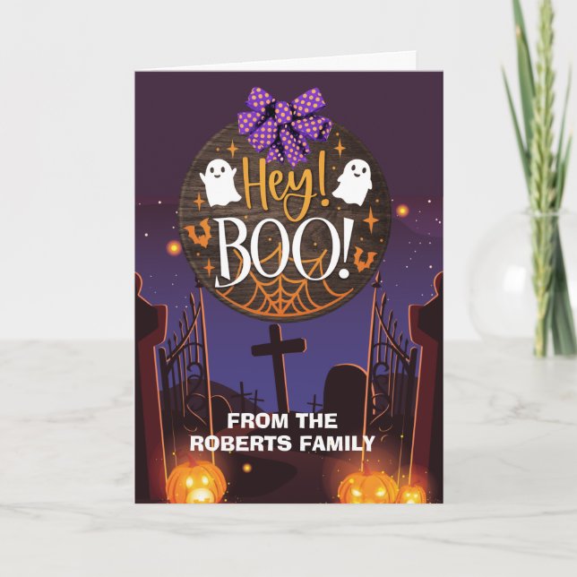 Halloween greetings family...hey boo card (Front)