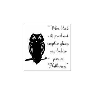 Halloween Greetings Owl  Rubber Stamp