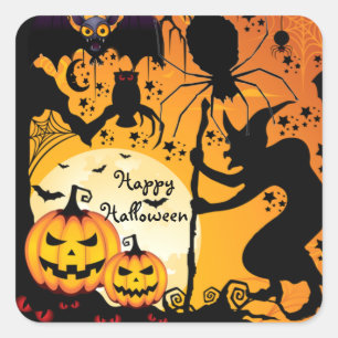 Halloween greetings_ square sticker