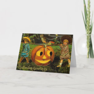 Halloween Greetings - Vintage Spooly Postcard