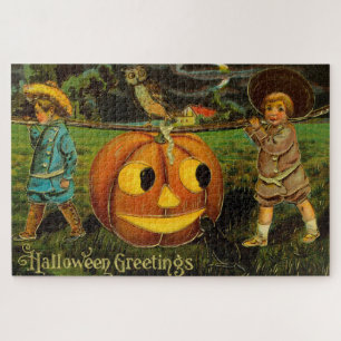 Halloween Greetings - Vintage Spooly Postcard Jigsaw Puzzle