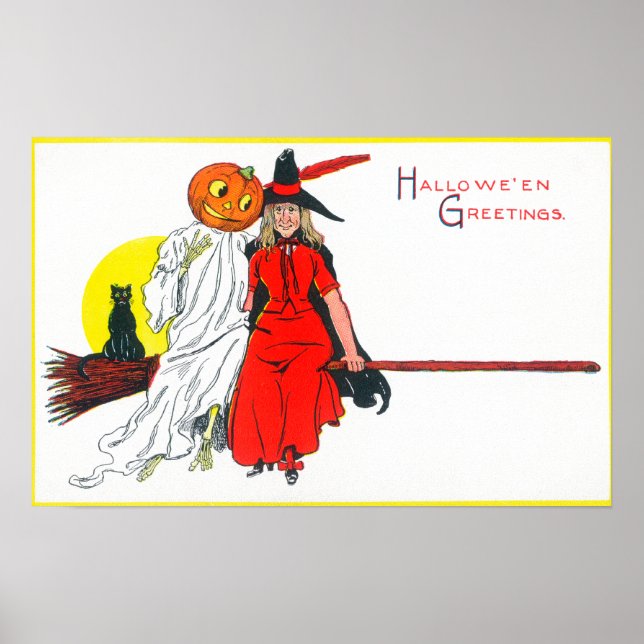Halloween Greetings Witch Poster (Front)