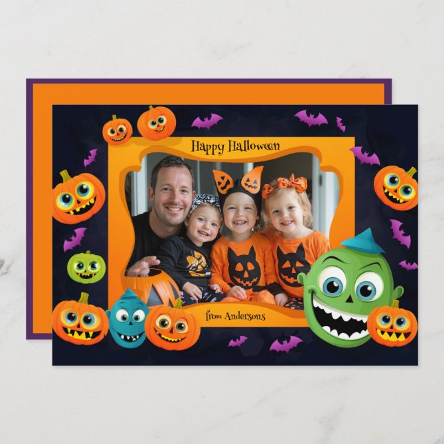 Halloween greetings with custom photo Card (Front/Back)
