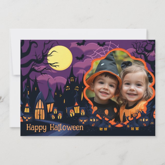 👻Halloween greetings with custom photo Card (Front)