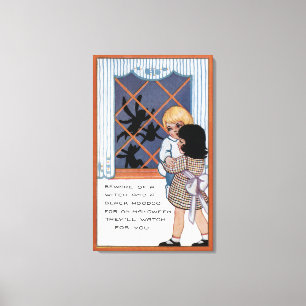 Halloween GreetingSpiders at the Window Canvas Print