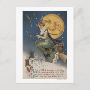Halloween GreetingWitch in Flight Postcard