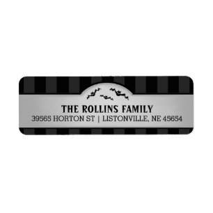 Halloween Grey & Black Address Label with Bats