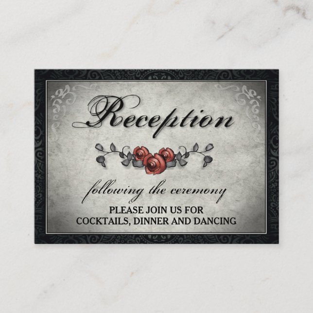 Halloween Grey & Black Matching Reception Card (Front)