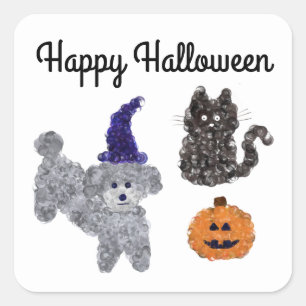 Halloween Grey Poodle #1-2 Stickers