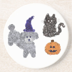 Halloween Grey Poodle #1 Coaster