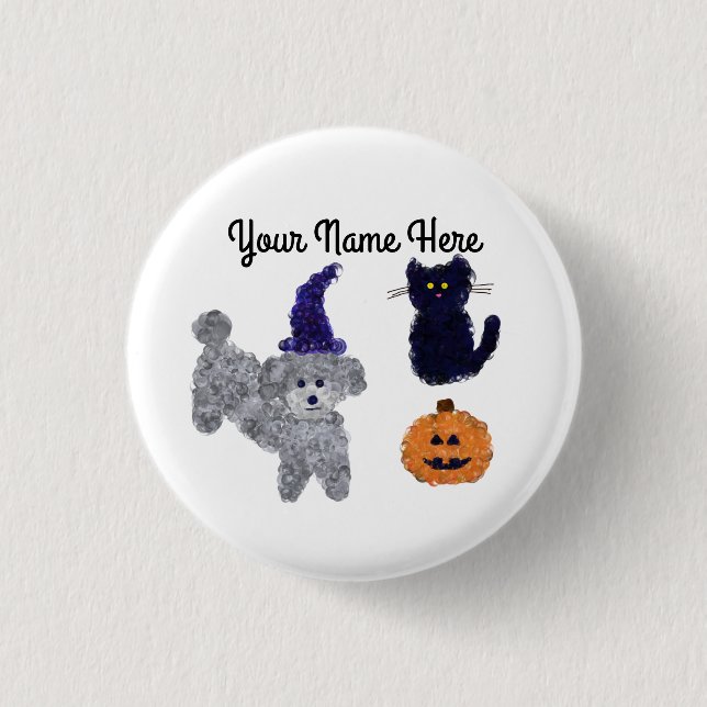 Halloween Grey Poodle #2 Button (Front)