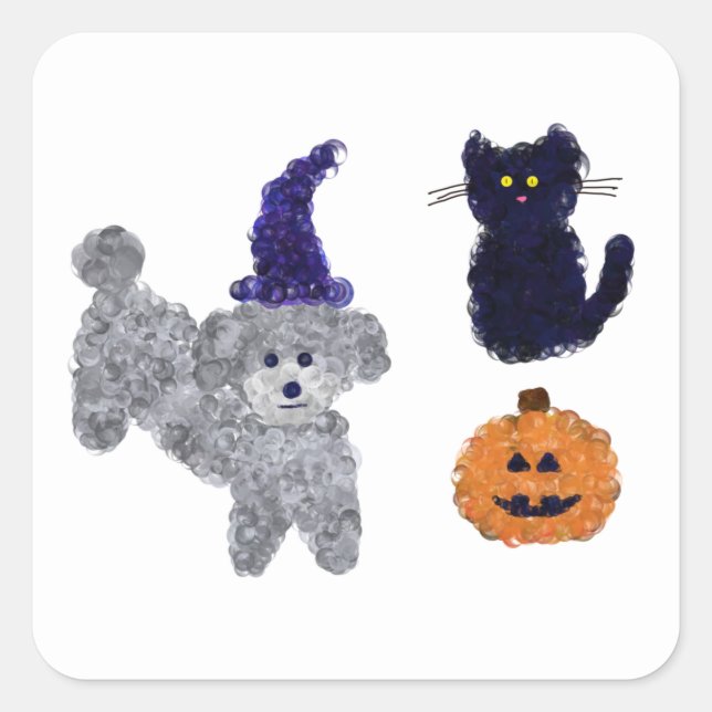 Halloween Grey Poodle #2 Stickers (Front)
