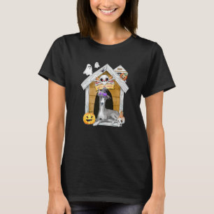 Halloween Greyhound Dog Witch Haunted House T-Shirt