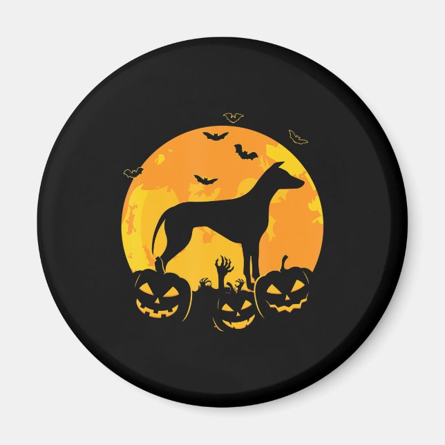 halloween greyhound jack  lantern puppy pumpkin magnet (Front)