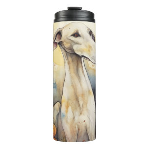 Halloween Greyhound With Pumpkins Scary Thermal Tumbler