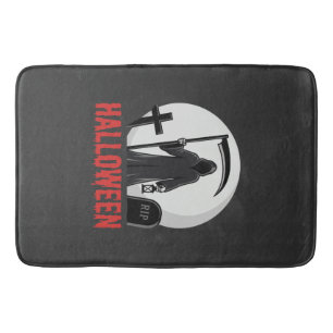 Halloween Grim Reaper Cemetery Design Bath Mat