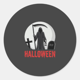 Halloween Grim Reaper Cemetery Design Classic Round Sticker