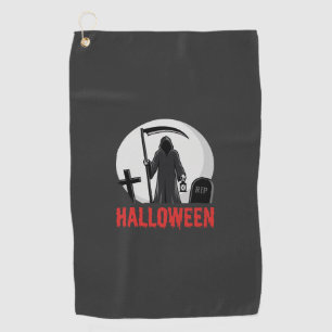 Halloween Grim Reaper Cemetery Design Golf Towel
