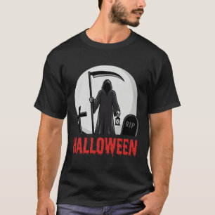 Halloween Grim Reaper Cemetery Design T-Shirt
