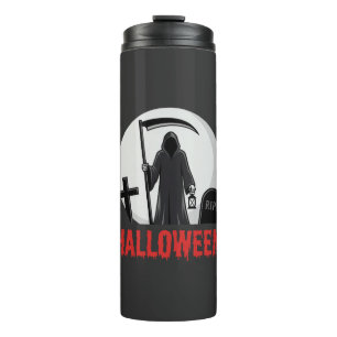 Halloween Grim Reaper Cemetery Design Thermal Tumbler