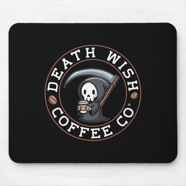 Halloween Grim Reaper Drinking Coffee Death Wish C Mouse Mat (Front)
