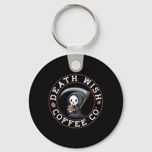 Halloween Grim Reaper Drinking Coffee Death Wish Key Ring