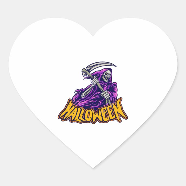 halloween grim reaper heart sticker (Front)
