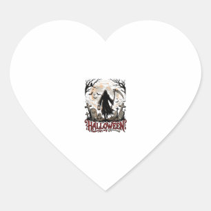 Halloween Grim Reaper Lantern Full Moon Tombstones Heart Sticker