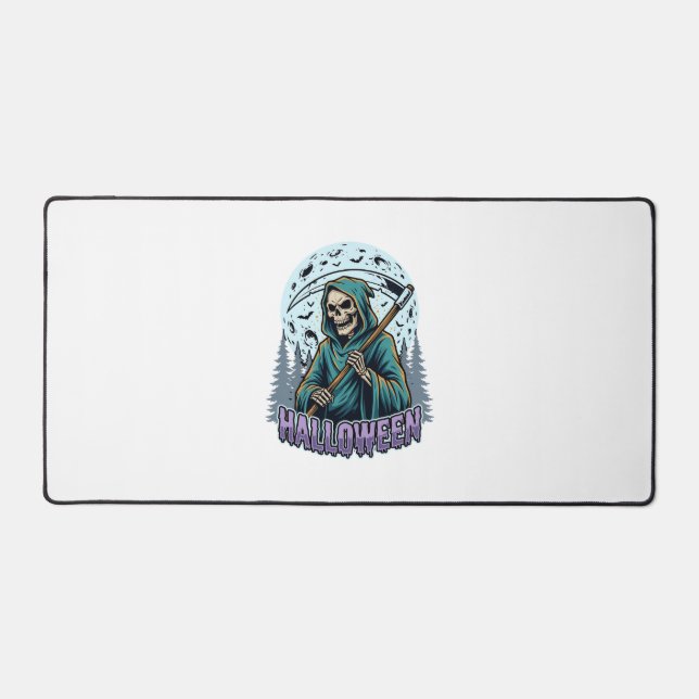 Halloween Grim Reaper Moonlight Vector Desk Mat (Front)