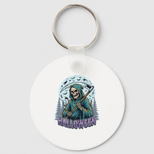 Halloween Grim Reaper Moonlight Vector Key Ring