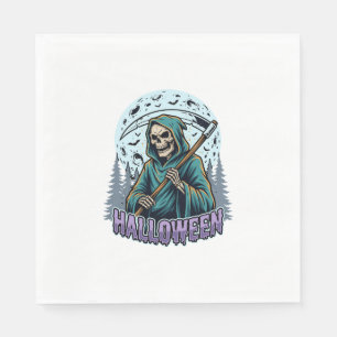 Halloween Grim Reaper Moonlight Vector Napkin