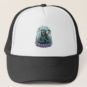 Halloween Grim Reaper Moonlight Vector Trucker Hat