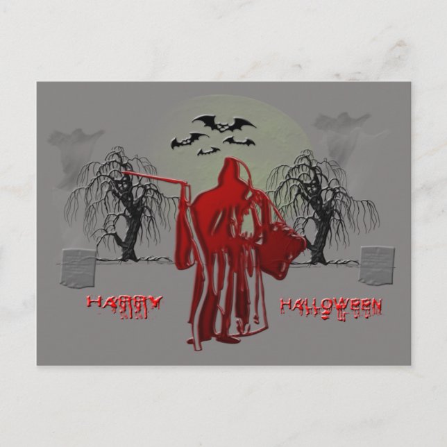 Halloween Grim Reaper Postcard (Front)
