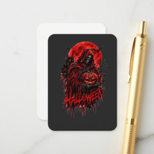 Halloween Grim Reaper Pumpkin Gothic Horror Design Enclosure Card