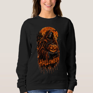 Halloween Grim Reaper Pumpkin Gothic Spooky Design Sweatshirt
