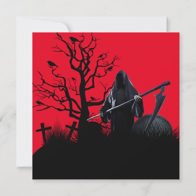 Halloween Grim Reaper Red Night Card (Front)