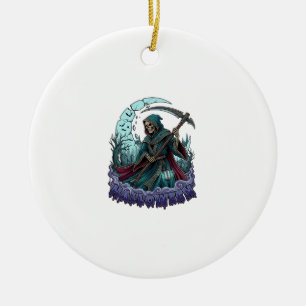 Halloween Grim Reaper Scythe Lantern Broken Moon_1 Ceramic Tree Decoration