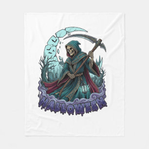 Halloween Grim Reaper Scythe Lantern Broken Moon_1 Fleece Blanket