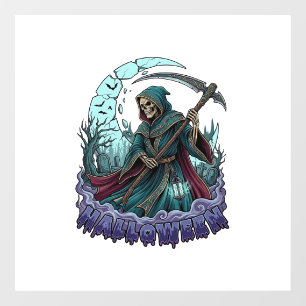 Halloween Grim Reaper Scythe Lantern Broken Moon_1 Window Cling