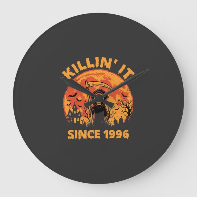 Halloween Grim Reaper Since 1996 Birthday Design_1 Large Clock (Front)