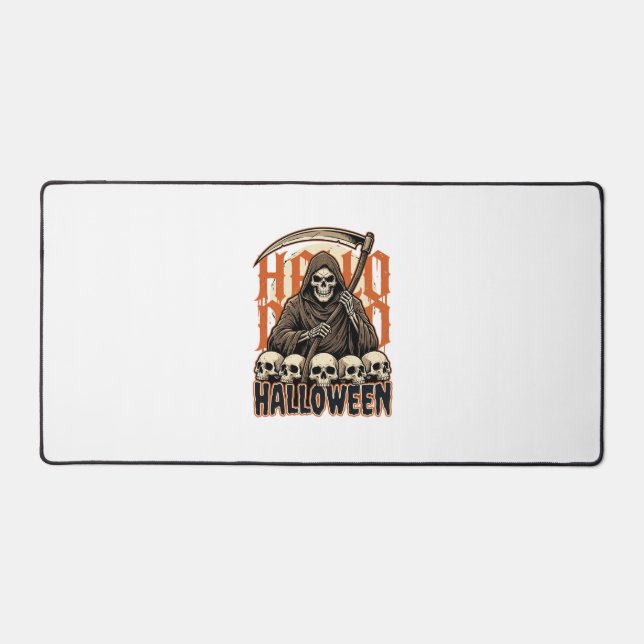 Halloween Grim Reaper Skull Pile Vector Desk Mat (Front)