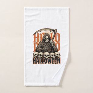 Halloween Grim Reaper Skull Pile Vector Hand Towel