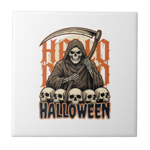 Halloween Grim Reaper Skull Pile Vector Tile