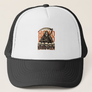 Halloween Grim Reaper Skull Pile Vector Trucker Hat