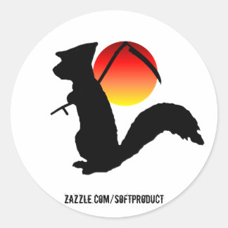 Halloween Grim Reaper Squirrel with Harvest Moon Classic Round Sticker