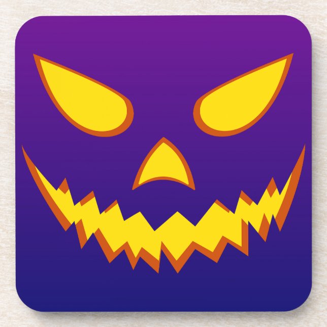 Halloween Grinning Face Jack o Lantern Pumpkin Coaster (Front)