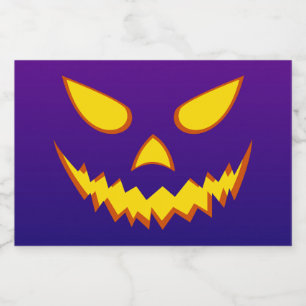 Halloween Grinning Face Jack o Lantern Pumpkin Liquor Bottle Label