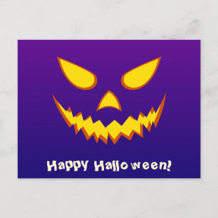 Halloween Grinning Face Jack o Lantern Pumpkin Postcard