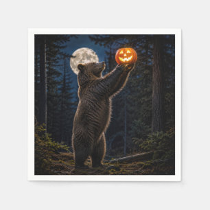 Halloween Grizzly Bear With Jack-o-Lantern Napkin